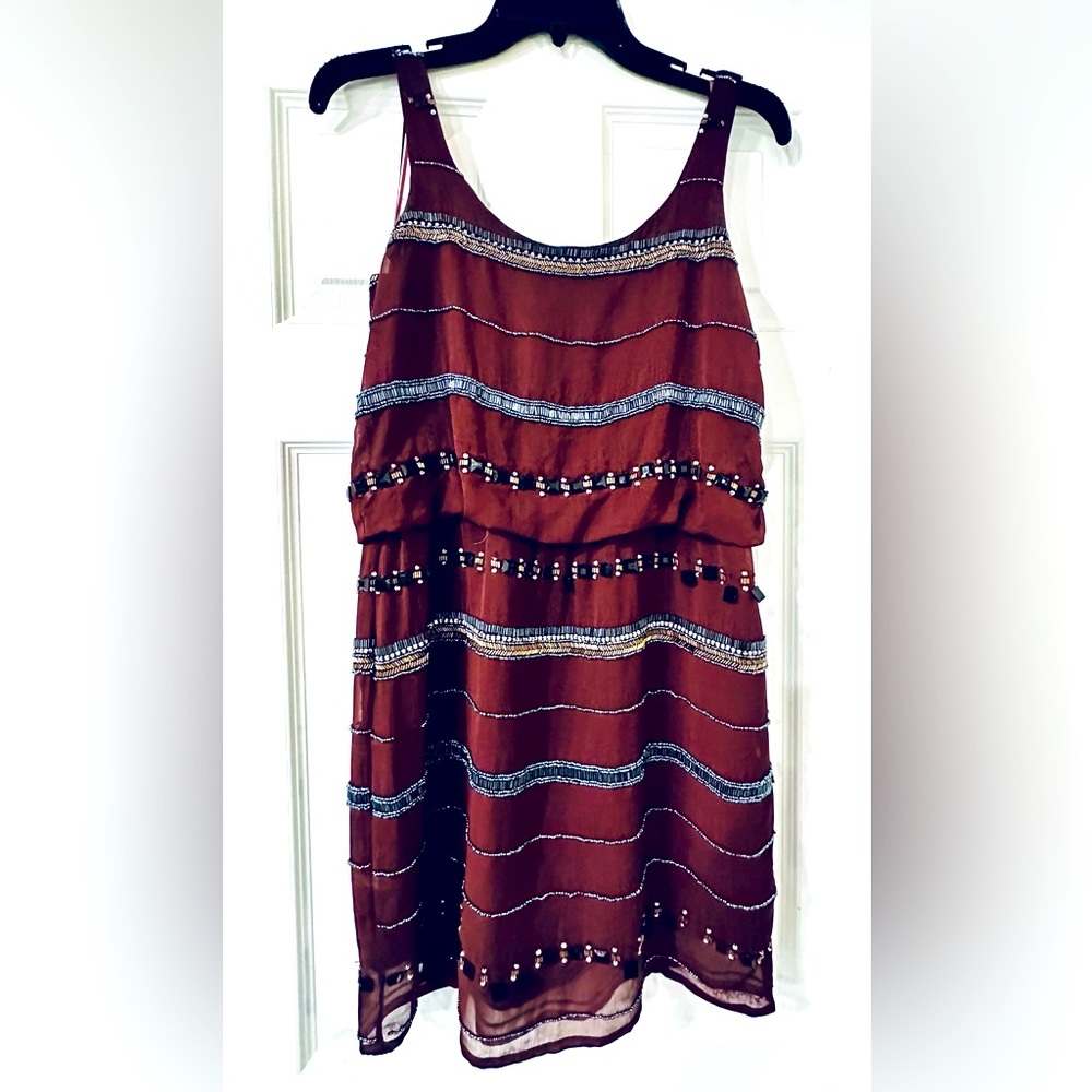 Beaded maroon minidress